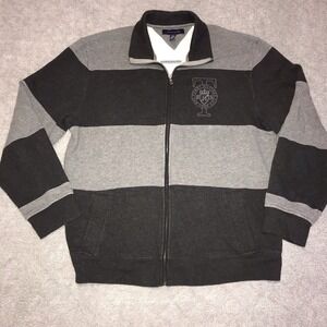 Tommy Hilfiger Track Jacket Mens X-Large 2-Tone Gray Full Zip Crest Logo Pockets